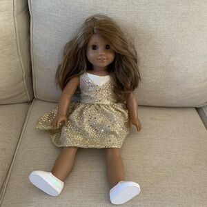 American Girl Doll in Sparkling Gold Dress